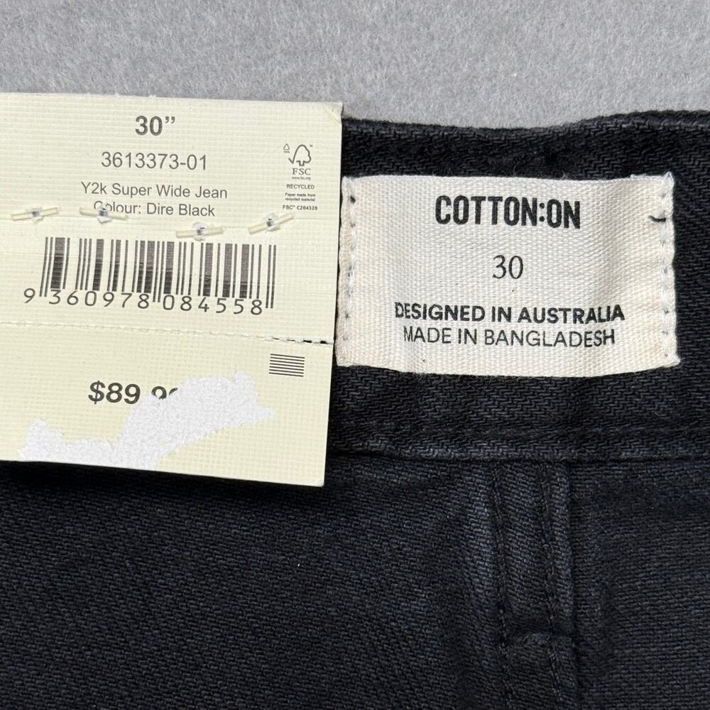 Cotton on Men's Y2K Super Wide Jeans - Black 30 Regular $90 - Picture 9 of 12